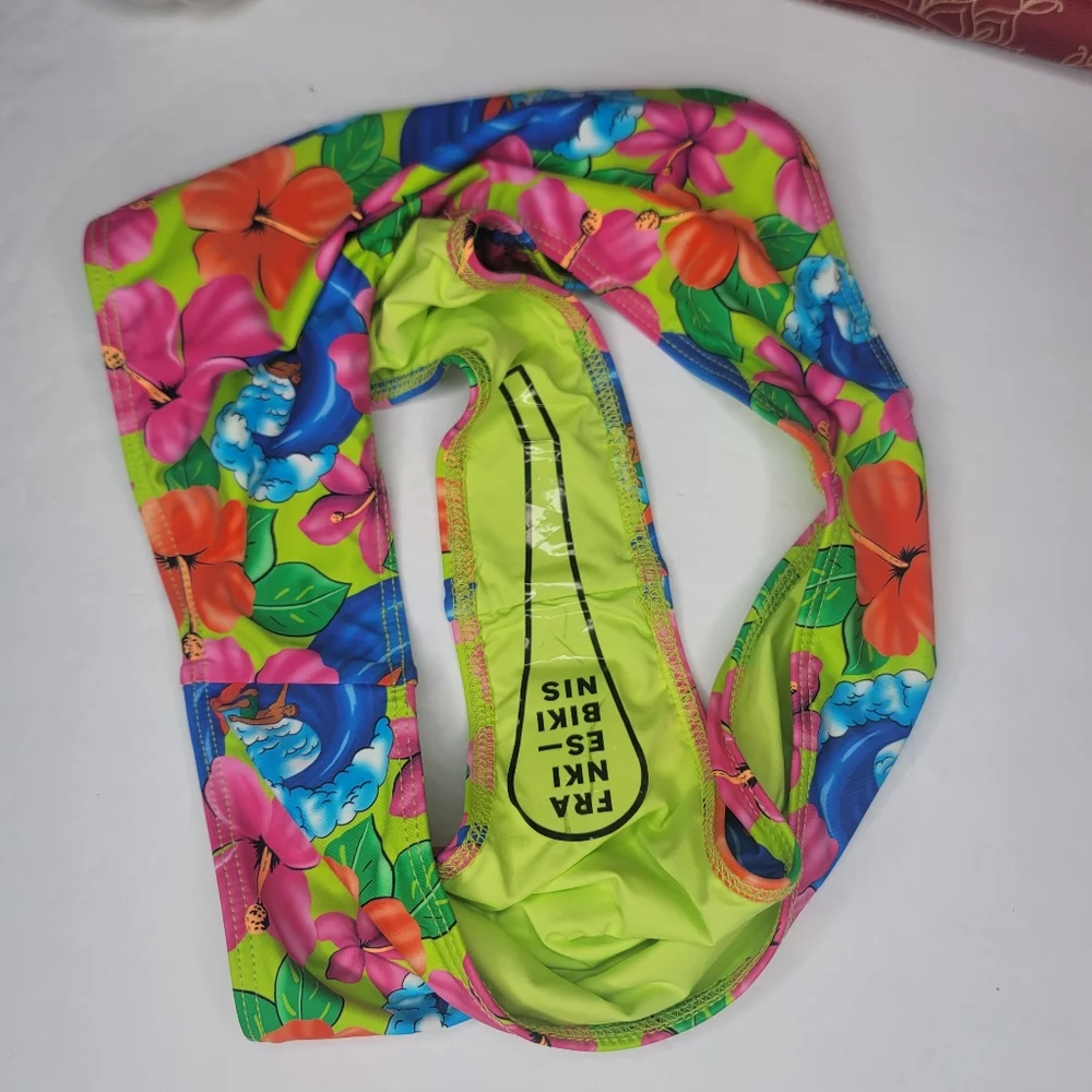 Frankies Bikinis Swimsuit Bottom Tropical Hibiscus Size Large NWOT